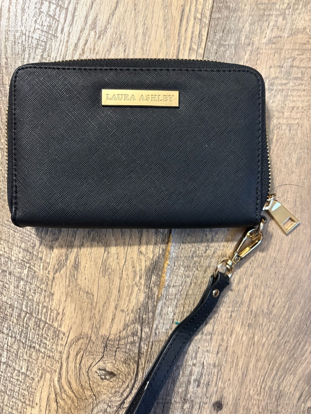 Laura Ashley Black and Gold Wristlet